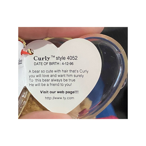 TY Beanie Baby Very Rare Curly the Bear with Tag Errors (1993/1996) & Brown Nose - Picture 9 of 9